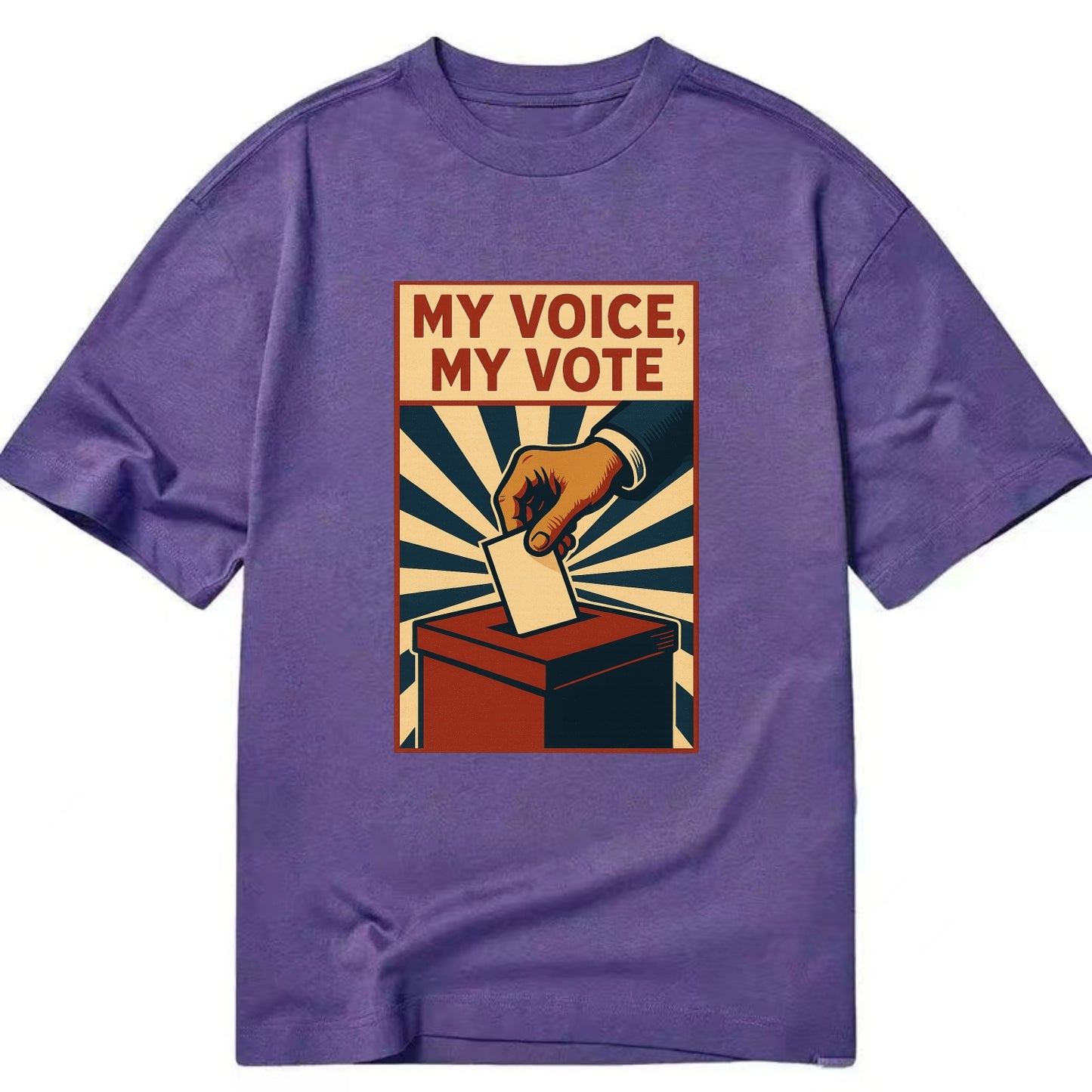 Hand dropping ballot into box with determination - "My Voice, My Vote" - - Classic T-shirt - Purple