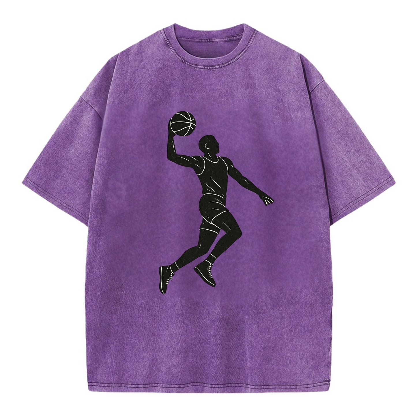 Basketball player dunking silhouette - Vintage T-shirt - Purple