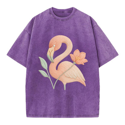 Peach Flamingo - Vintage T-shirt - Purple