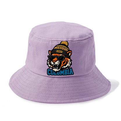 Columbia Tiger wearing Missouri beanie with Mizzou patch - Bucket Hat - Purple