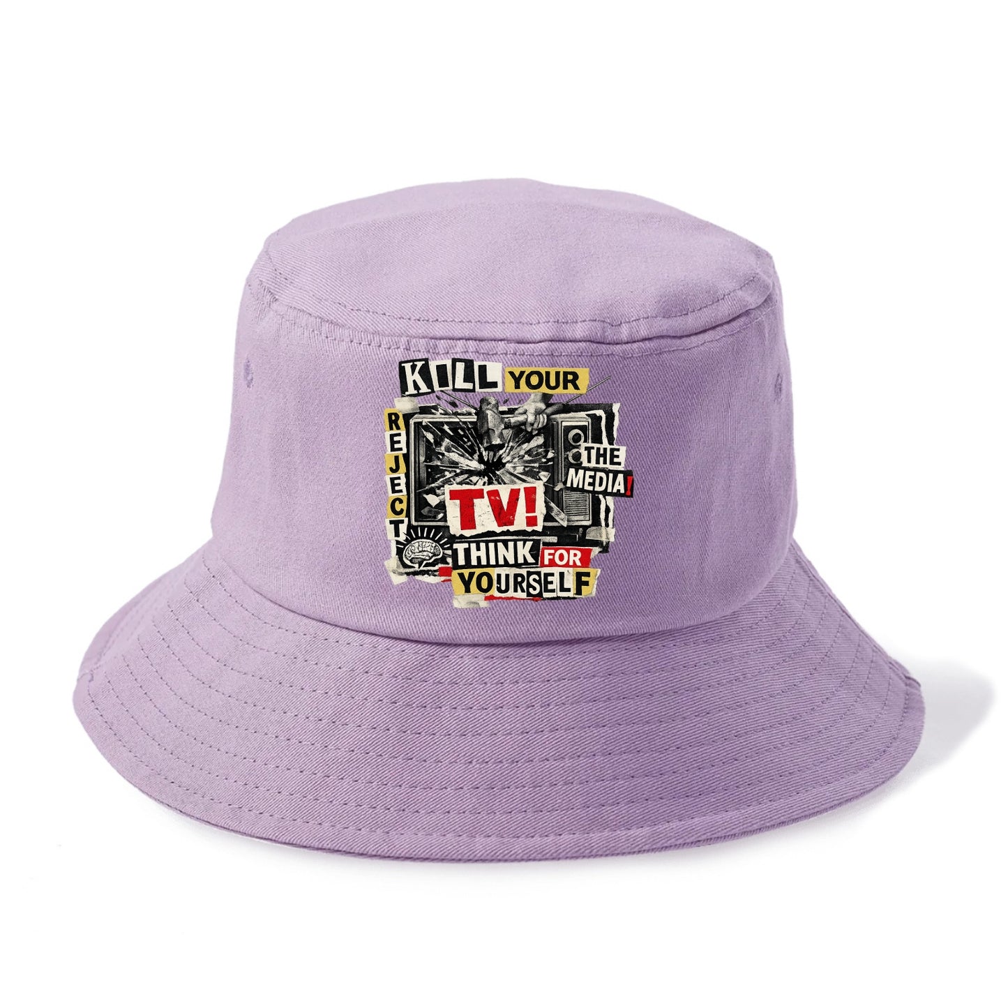 KILL YOUR TV | Smashed television | Reject media | Think for yourself | Analog - Bucket Hat - Purple