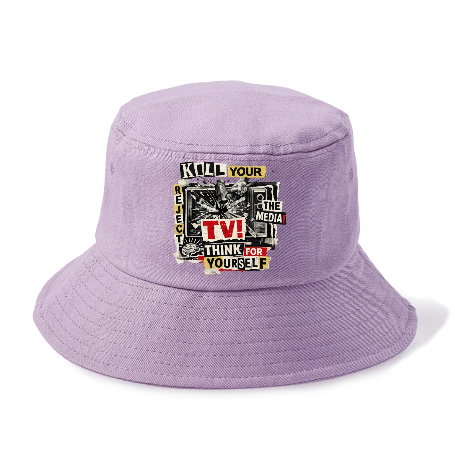 KILL YOUR TV | Smashed television | Reject media | Think for yourself | Analog - Bucket Hat - Purple