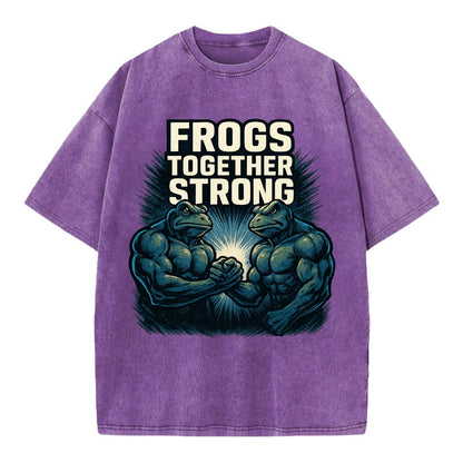Frogs Together Strong 4 - Vintage T-shirt - Purple