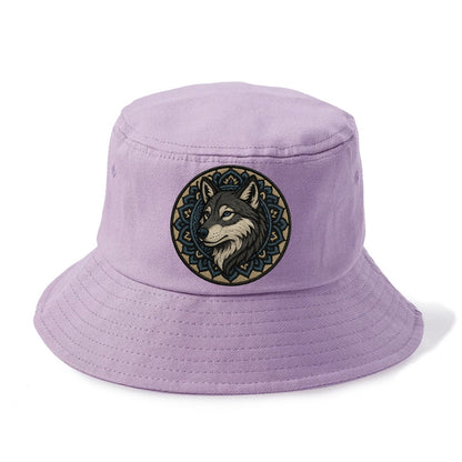 Mandala Wolf Pattern  - Bucket Hat - Purple
