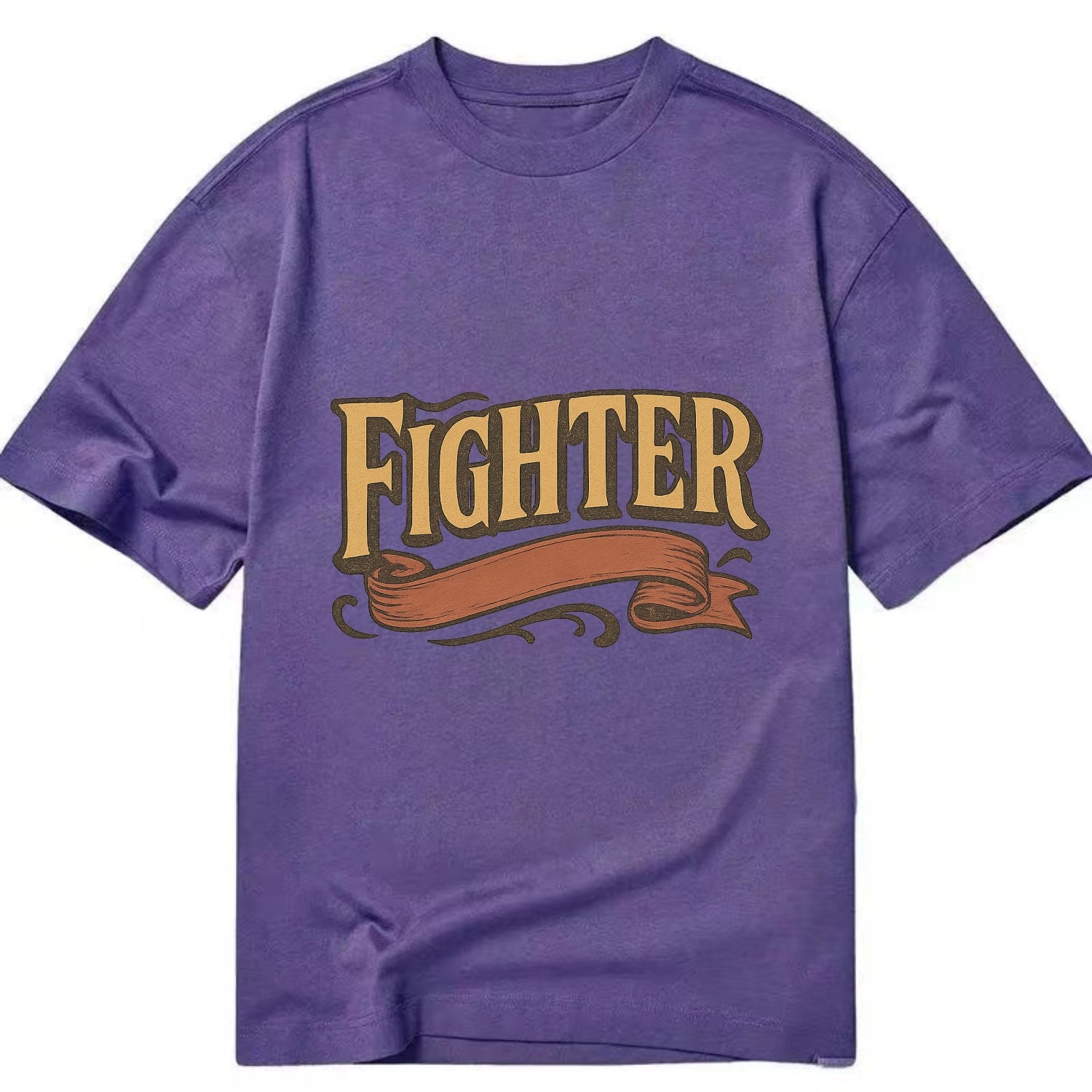 Bold typography design - "FIGHTER" - never giving up, battling on - Classic T-shirt - Purple
