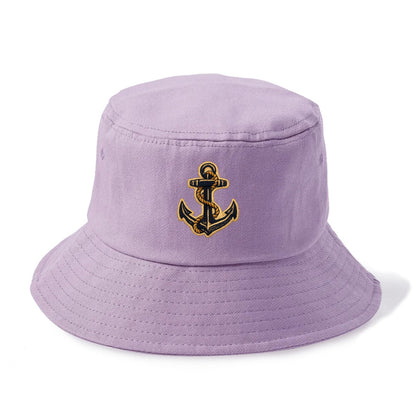 ANCHOR ROPE - classic anchor with rope in navy and gold , sailor - Bucket Hat - Purple