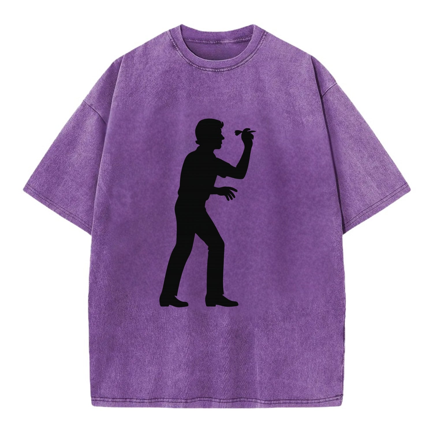 Darts player in throwing stance - Vintage T-shirt - Purple