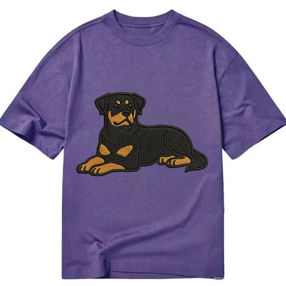 Rottweiler - Black and tan relaxed lying Classic T-shirt - Purple