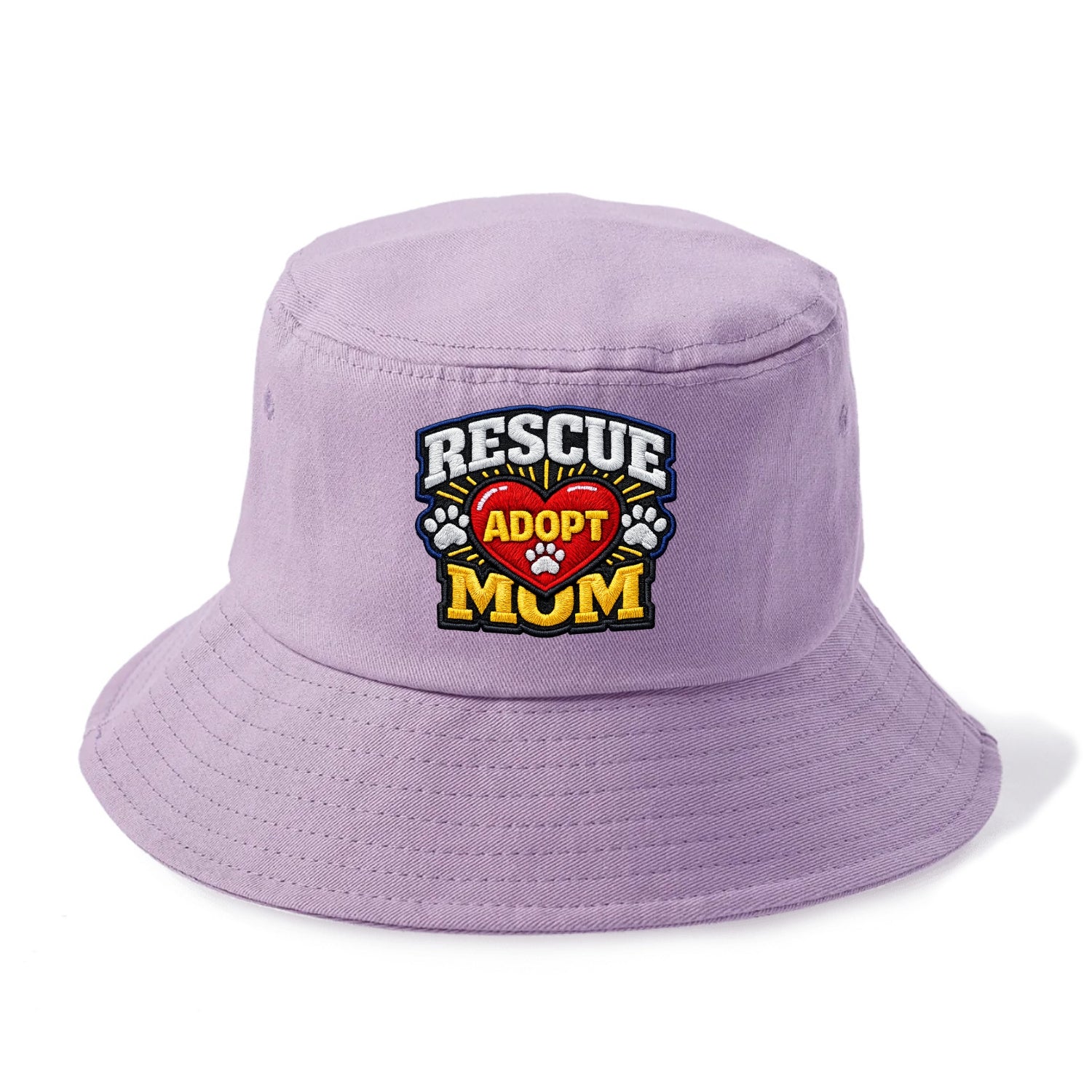RESCUE MOM - heart with ADOPT text in red , shelter advocate - Bucket Hat - Purple