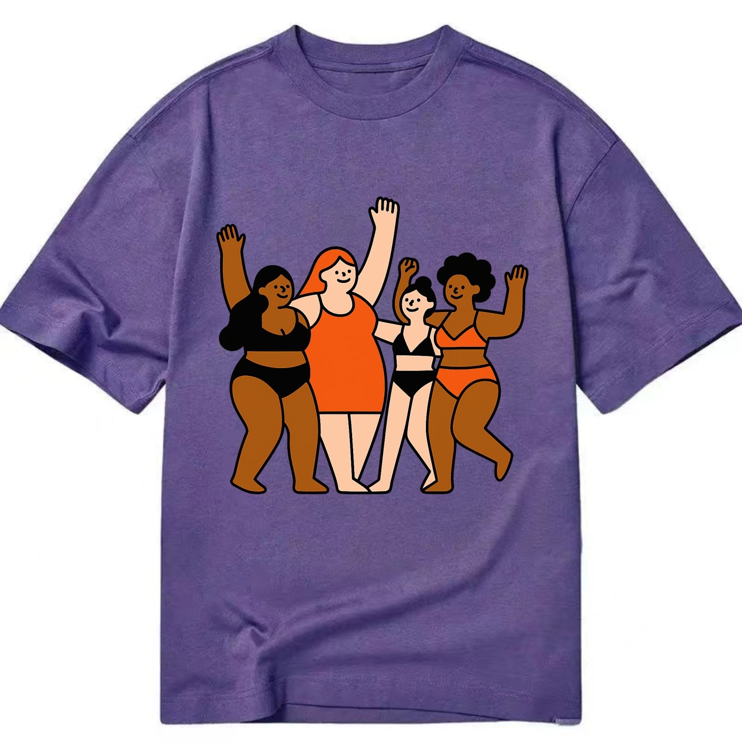 Diverse body types celebrating together - body positivity movement, all bodies - Classic T-shirt - Purple