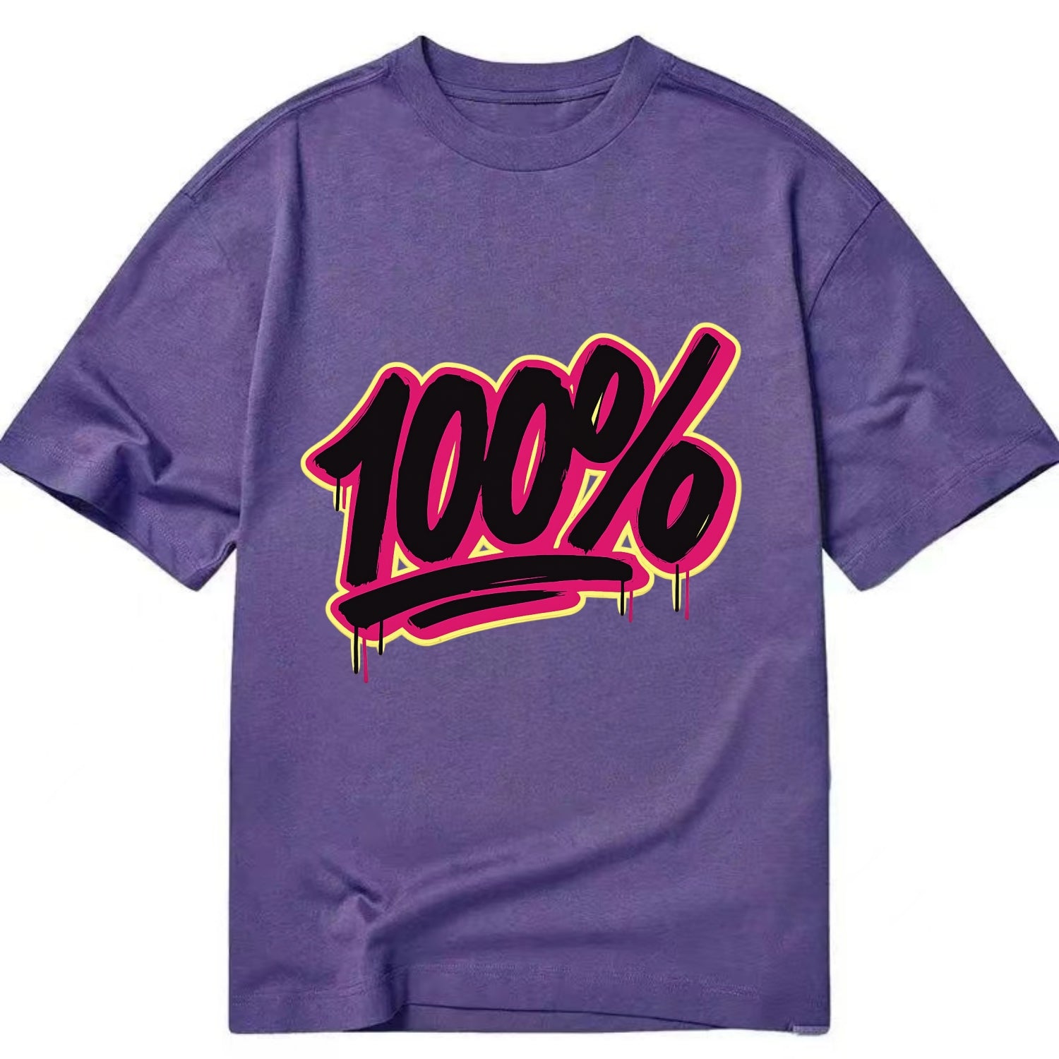 Bold typography design - "100%" - all in, fully committed - Classic T-shirt - Purple