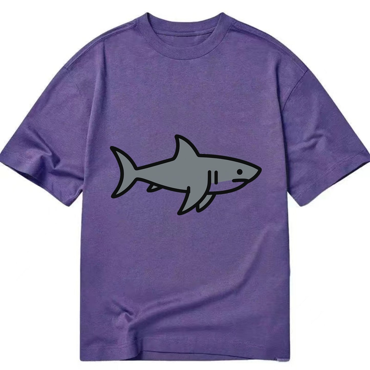 Great White Shark - Gray predator flat side profile - Classic T-shirt - Purple