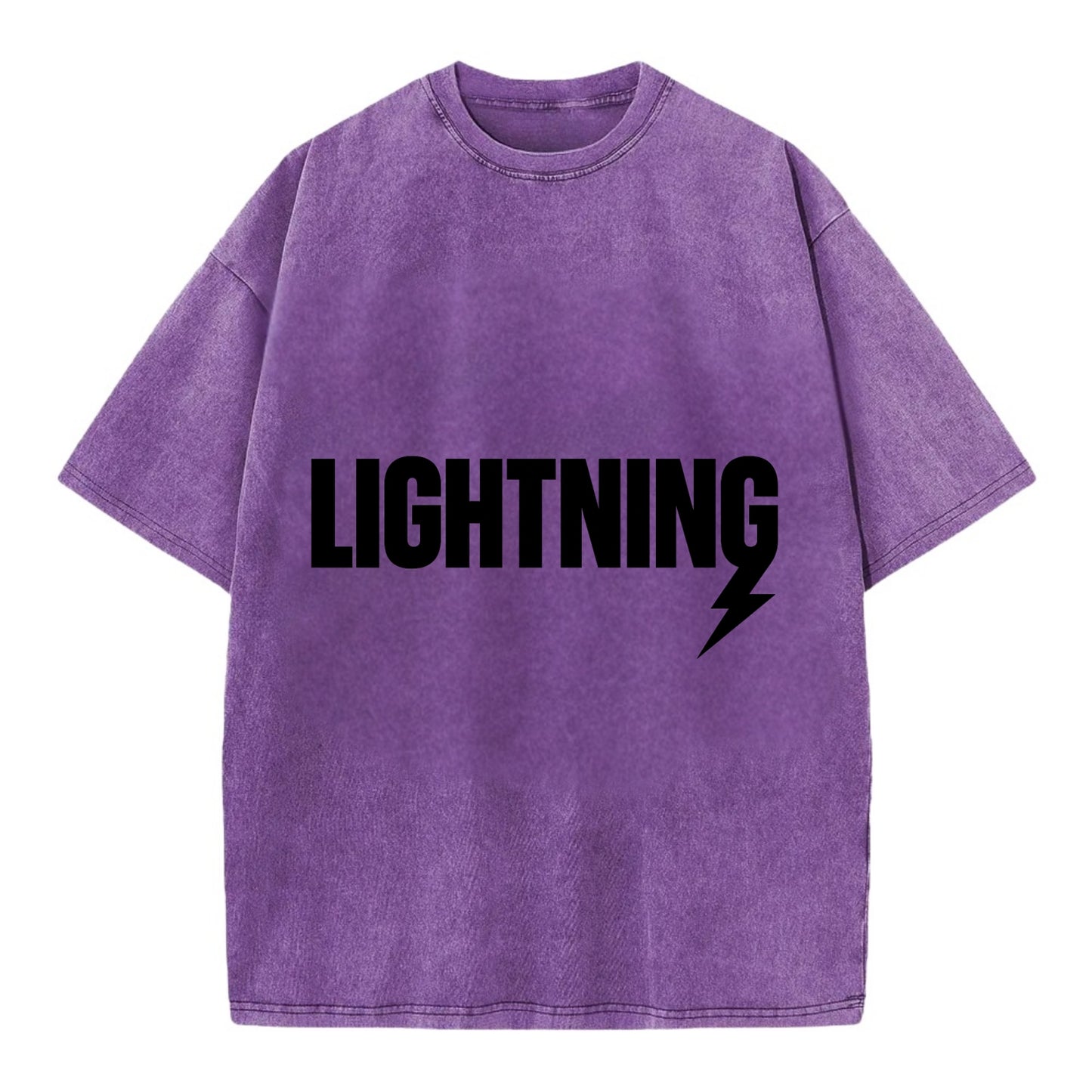 Bold typography design - "LIGHTNING" - fast, electric, striking - Vintage T-shirt - Purple
