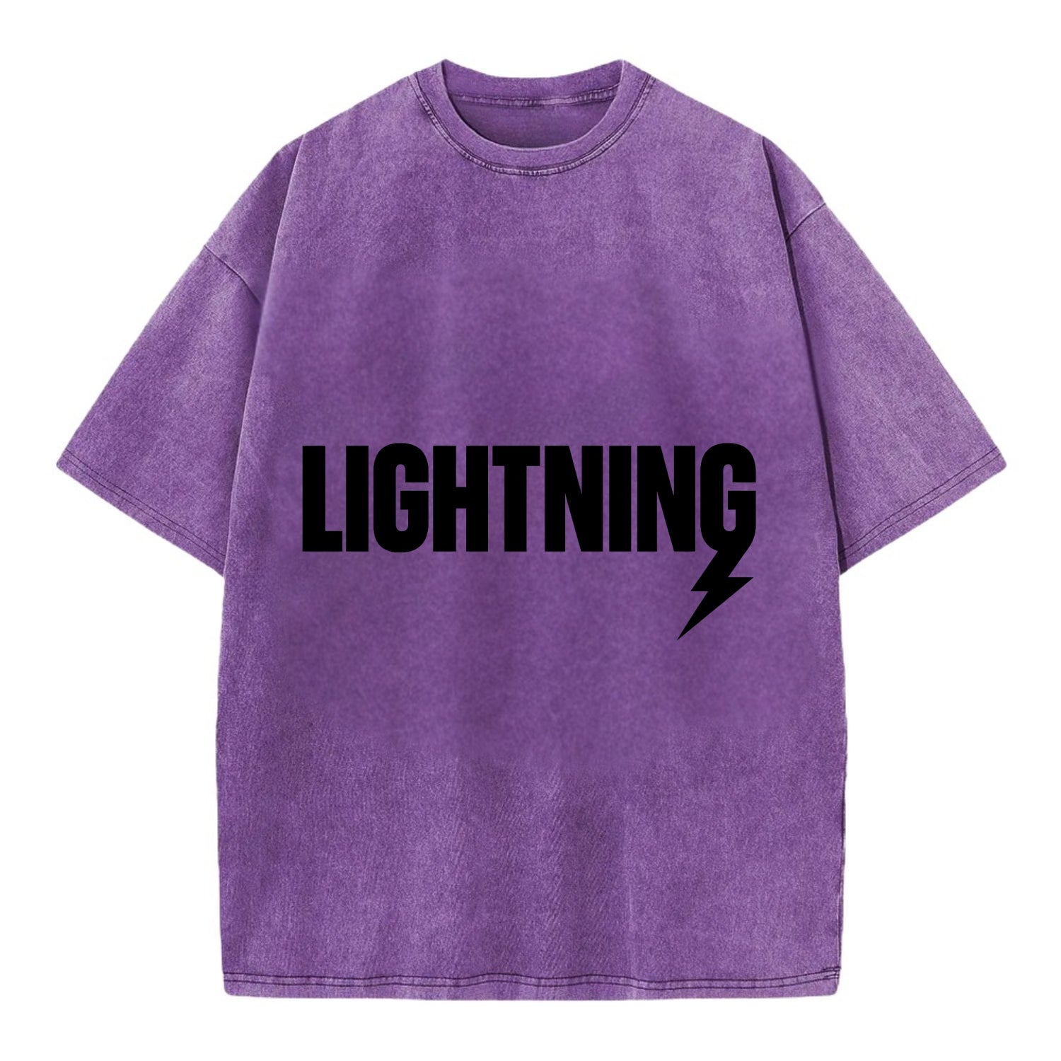 Bold typography design - "LIGHTNING" - fast, electric, striking - Vintage T-shirt - Purple