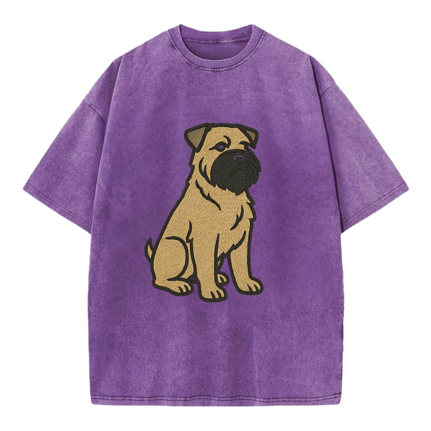 Bouvier des Flandres - Fawn rough coat embroidered design - Vintage T-shirt - Purple