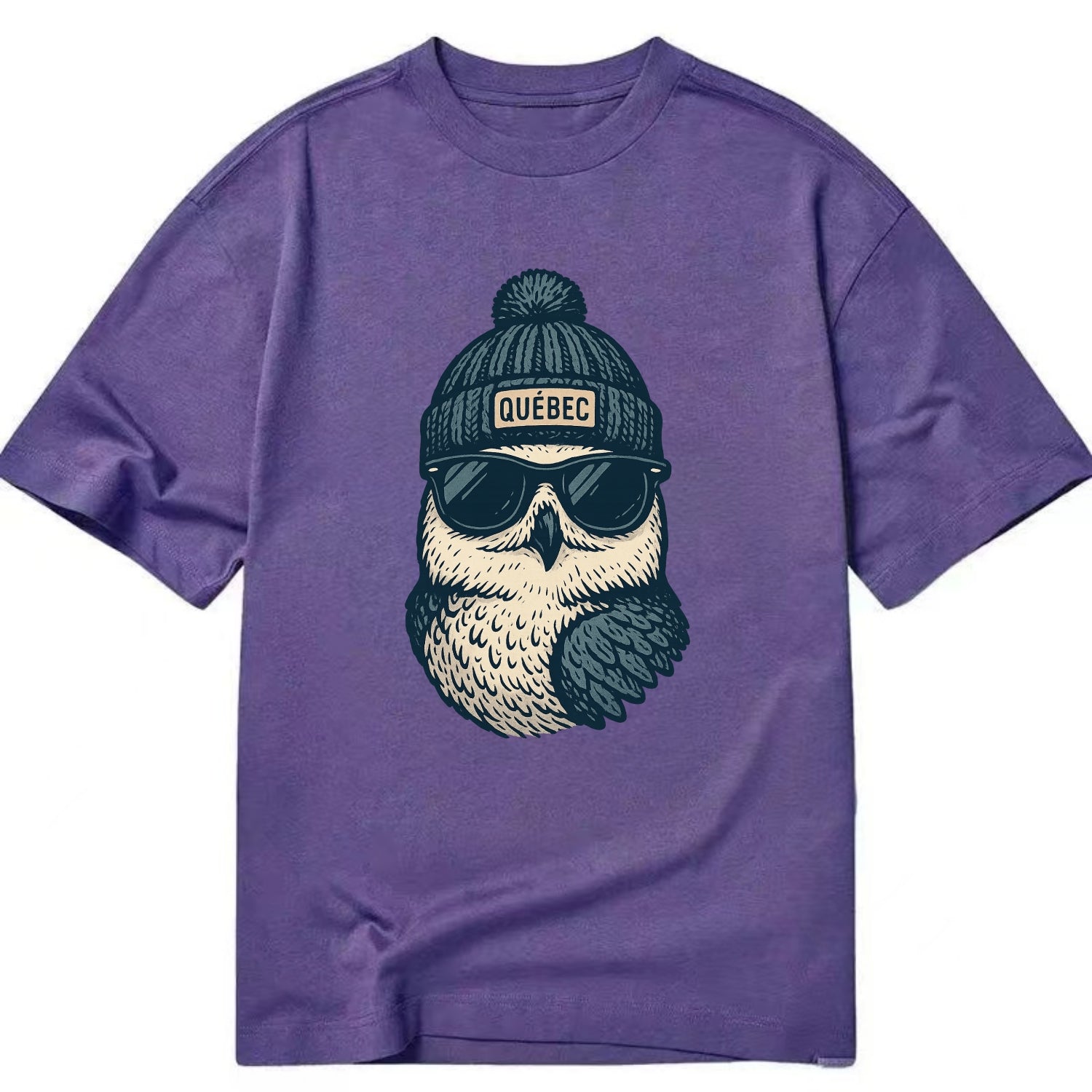 Quebec City Snowy Owl wearing Quebec bea - Classic T-shirt - Purple