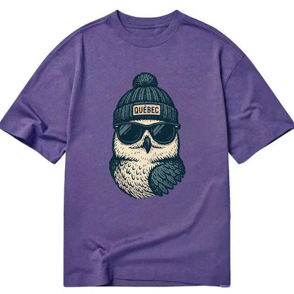 Quebec City Snowy Owl wearing Quebec bea - Classic T-shirt - Purple