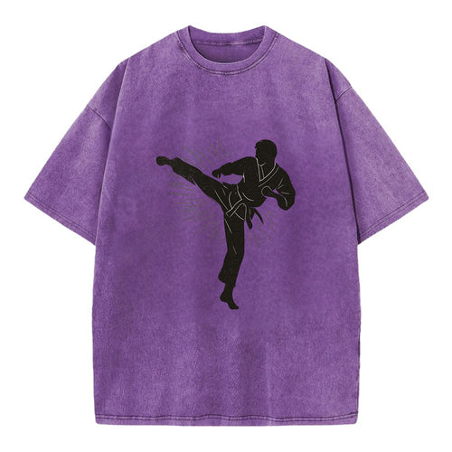 Taekwondo athlete spinning heel kick - Vintage T-shirt