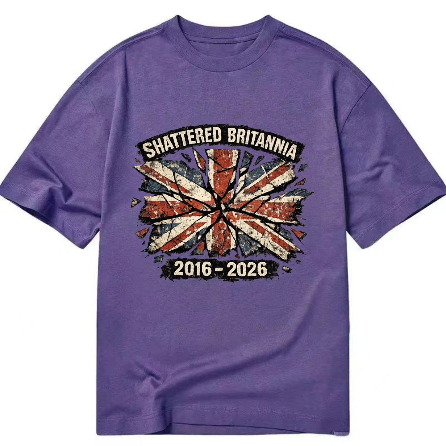 SHATTERED BRITANNIA | Cracked broken Union Jack | Fragmented glass effect | - Classic T-shirt - Purple