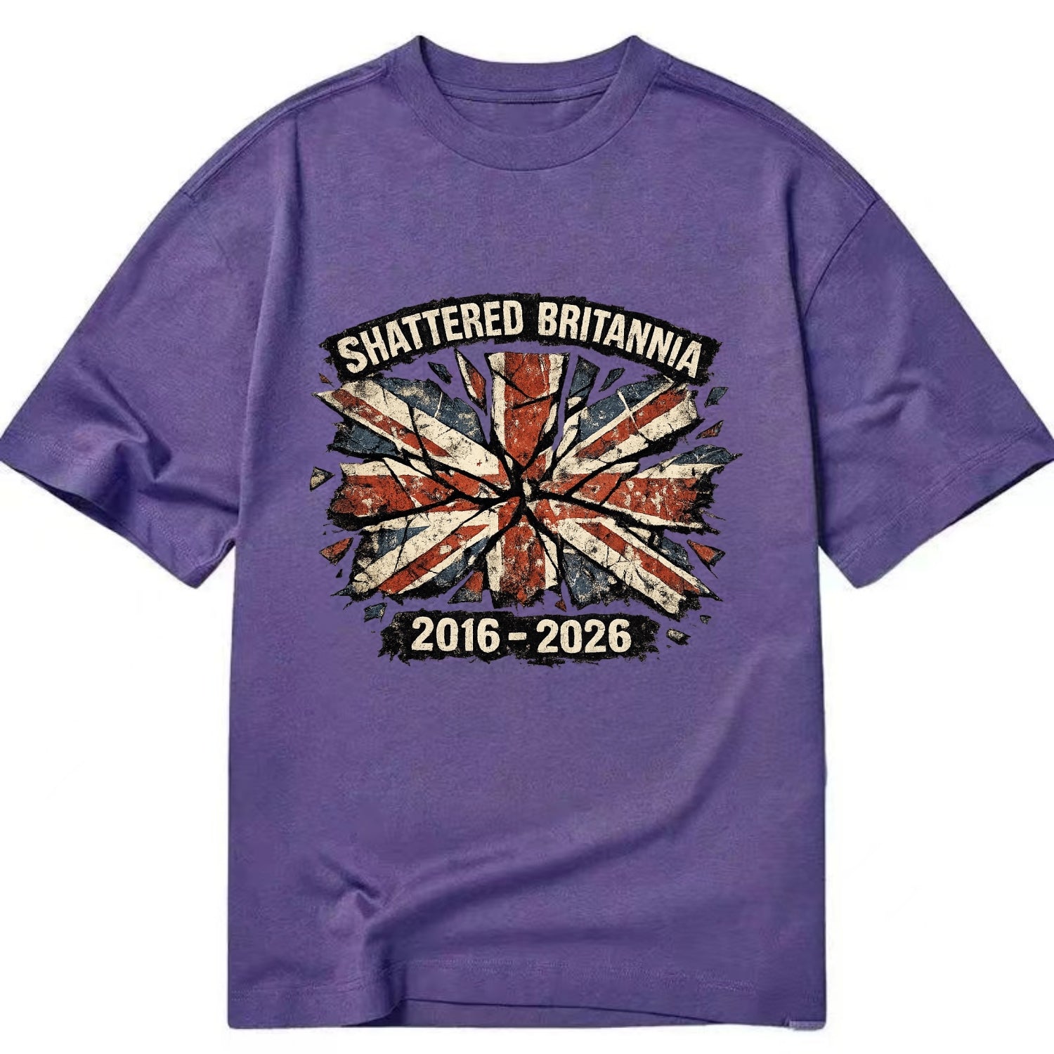 SHATTERED BRITANNIA | Cracked broken Union Jack | Fragmented glass effect | - Classic T-shirt - Purple