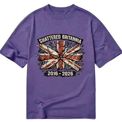 SHATTERED BRITANNIA | Cracked broken Union Jack | Fragmented glass effect | - Classic T-shirt - Purple