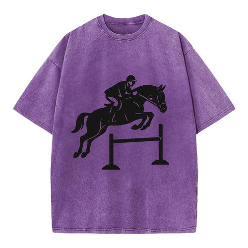 Equestrian jumping over obstacle - Vintage T-shirt