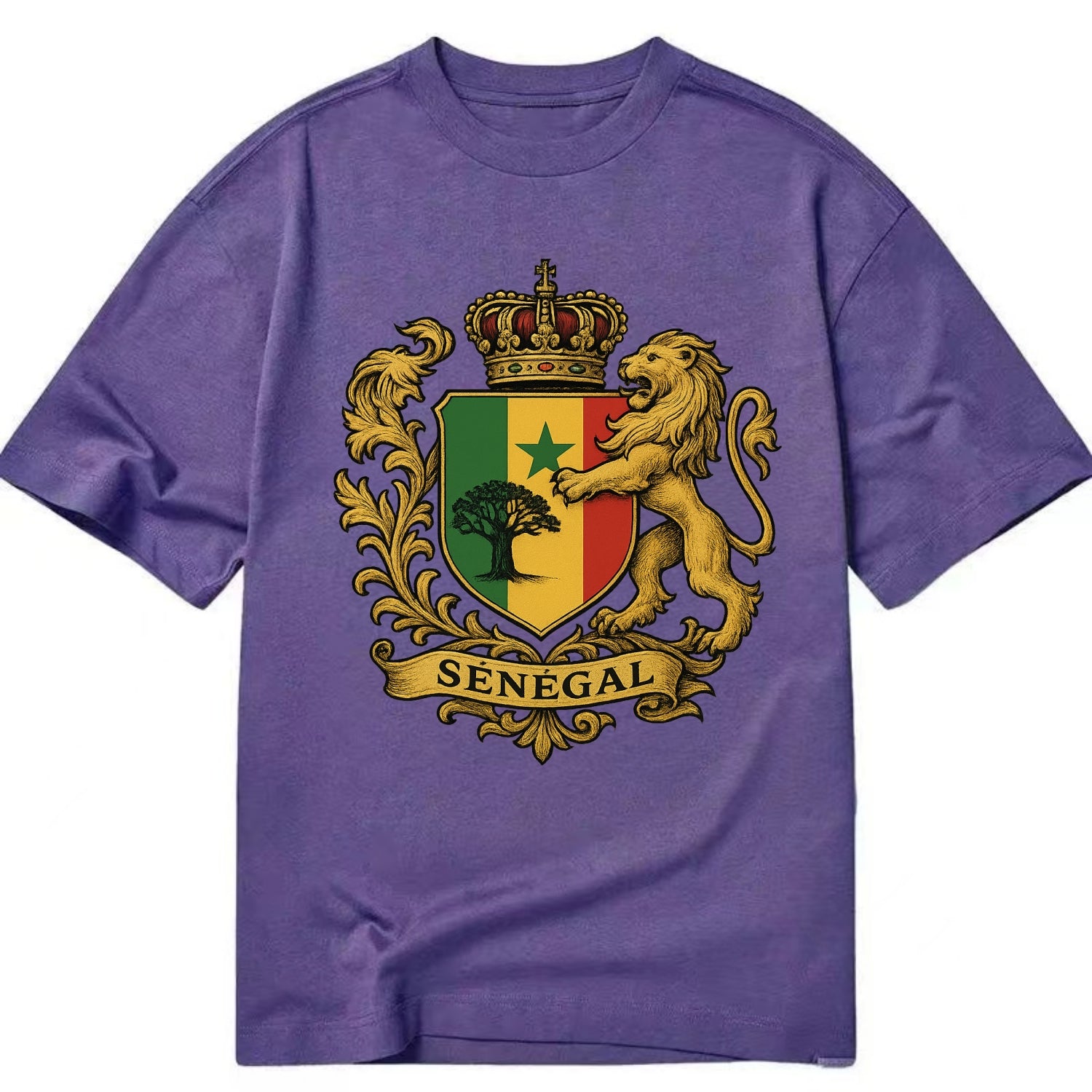 Senegal Lion Emblem  - Classic T-shirt - Purple
