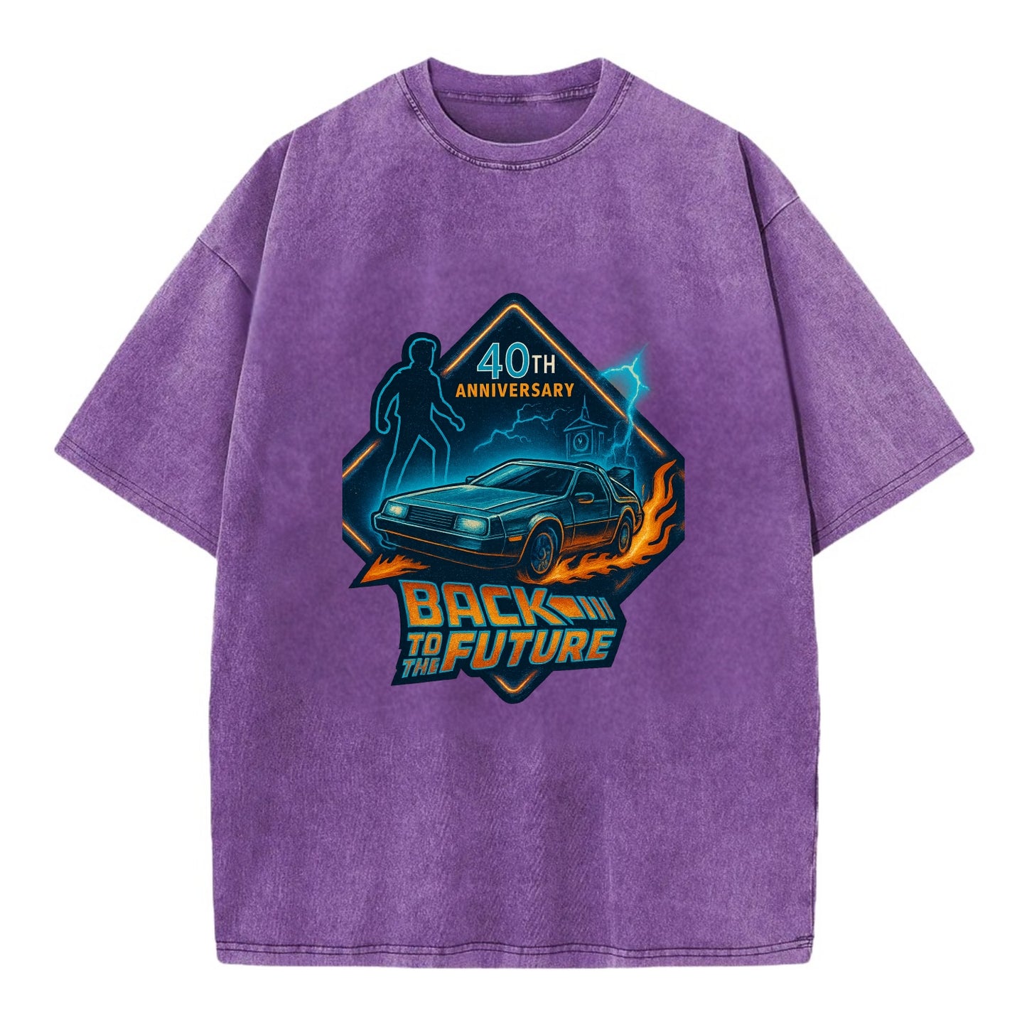 Back To The Future 40th Anniversary 2 - Vintage T-shirt - Purple