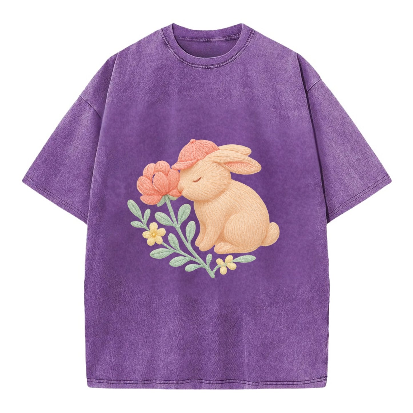 Peach Bunny - Vintage T-shirt - Purple