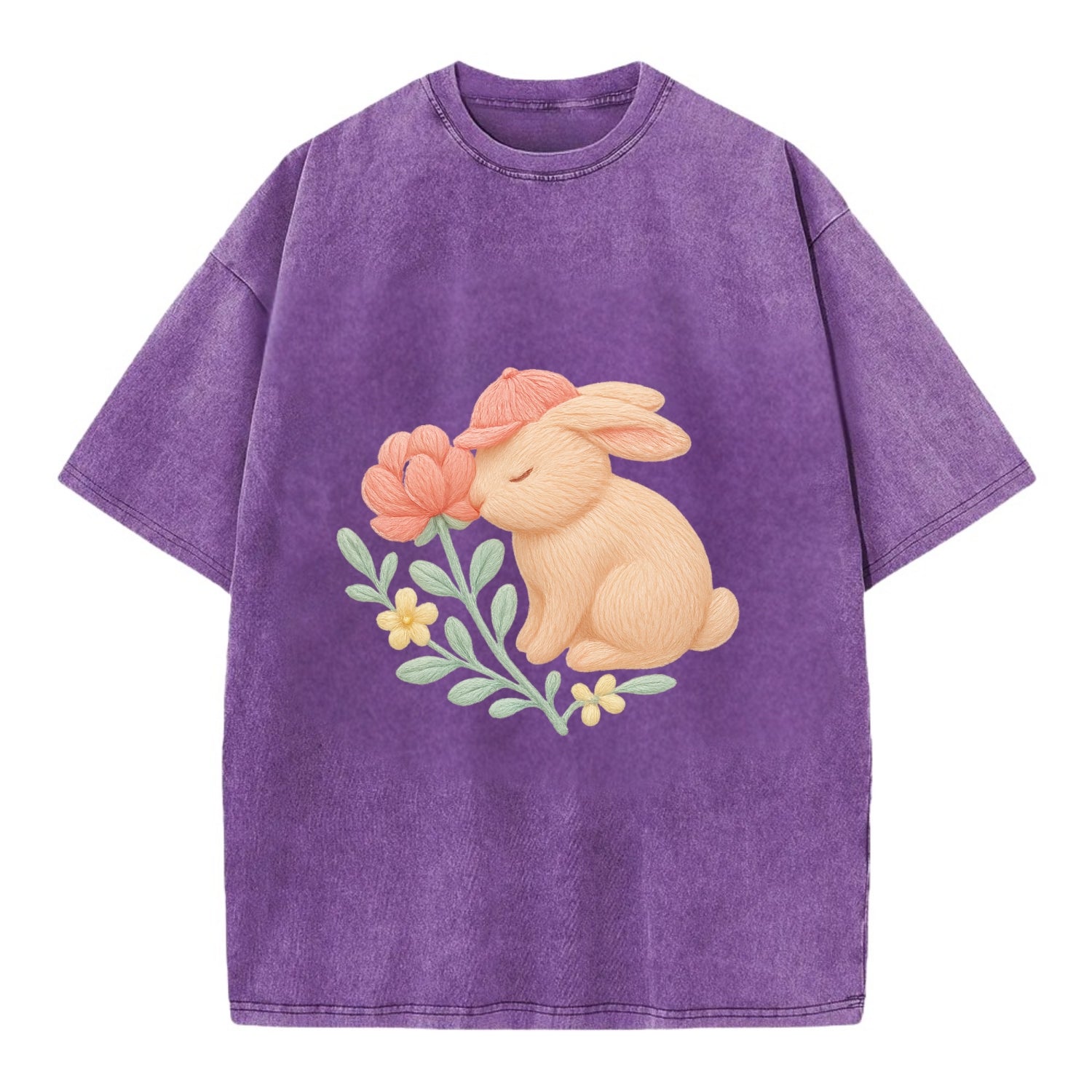 Peach Bunny - Vintage T-shirt - Purple
