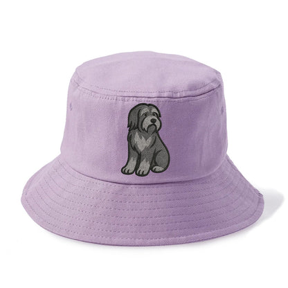 Bearded Collie - Gray shaggy coat embroidered pose - Bucket Hat - Purple