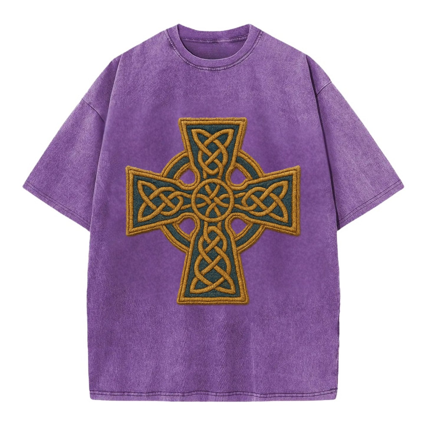Book Of Kells Cross - Vintage T-shirt - Purple