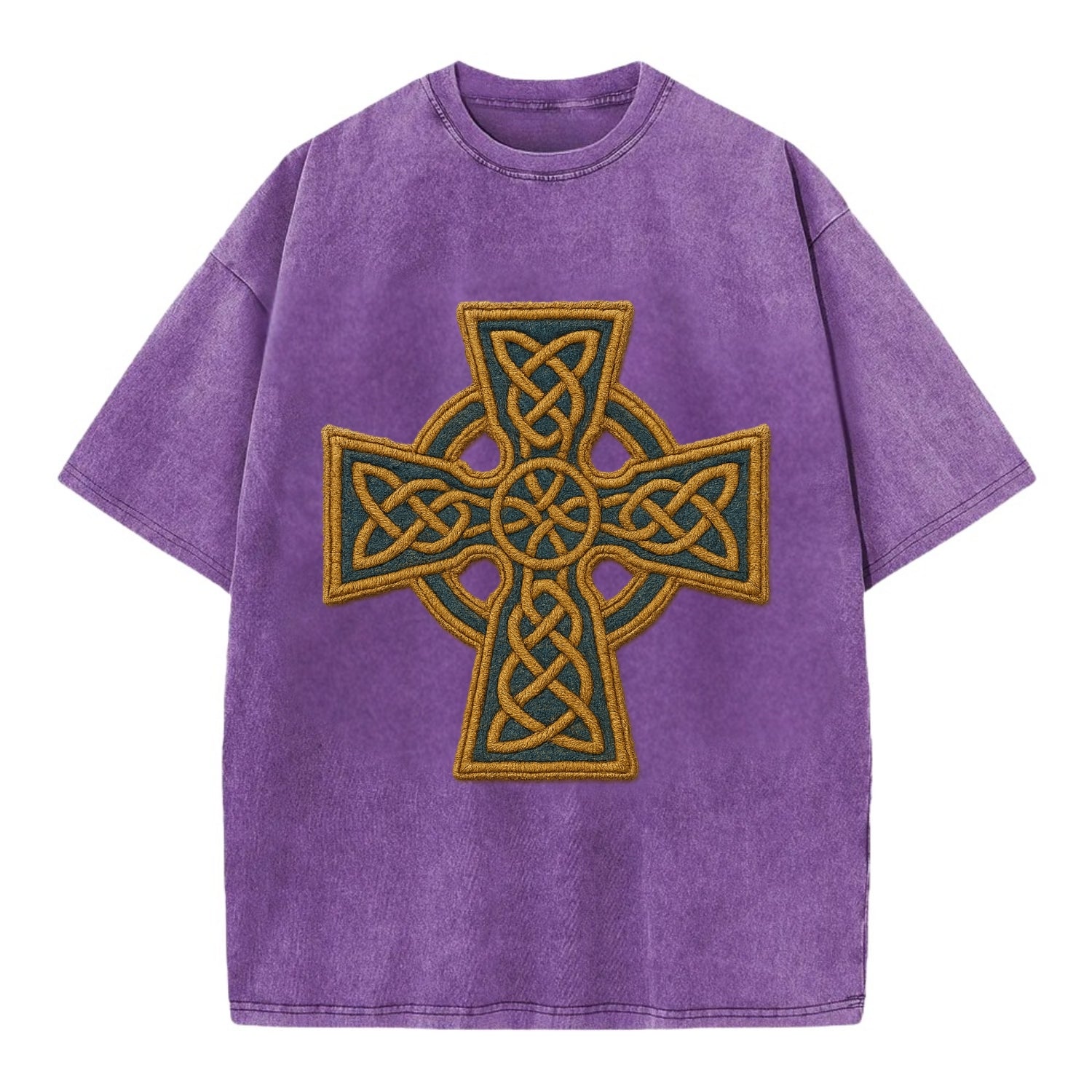Book Of Kells Cross - Vintage T-shirt - Purple