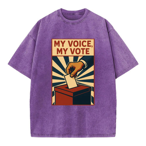 Hand dropping ballot into box with determination - My Voice, My Vote - - Vintage T-shirt