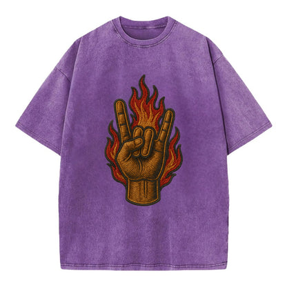 Devil Horns  - Vintage T-shirt - Purple