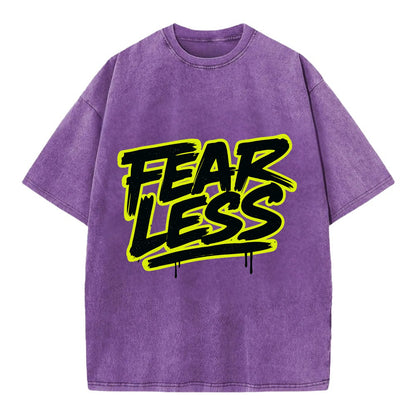 Bold typography design - "FEARLESS" - courage, bravery, facing challenges head on - Vintage T-shirt - Purple