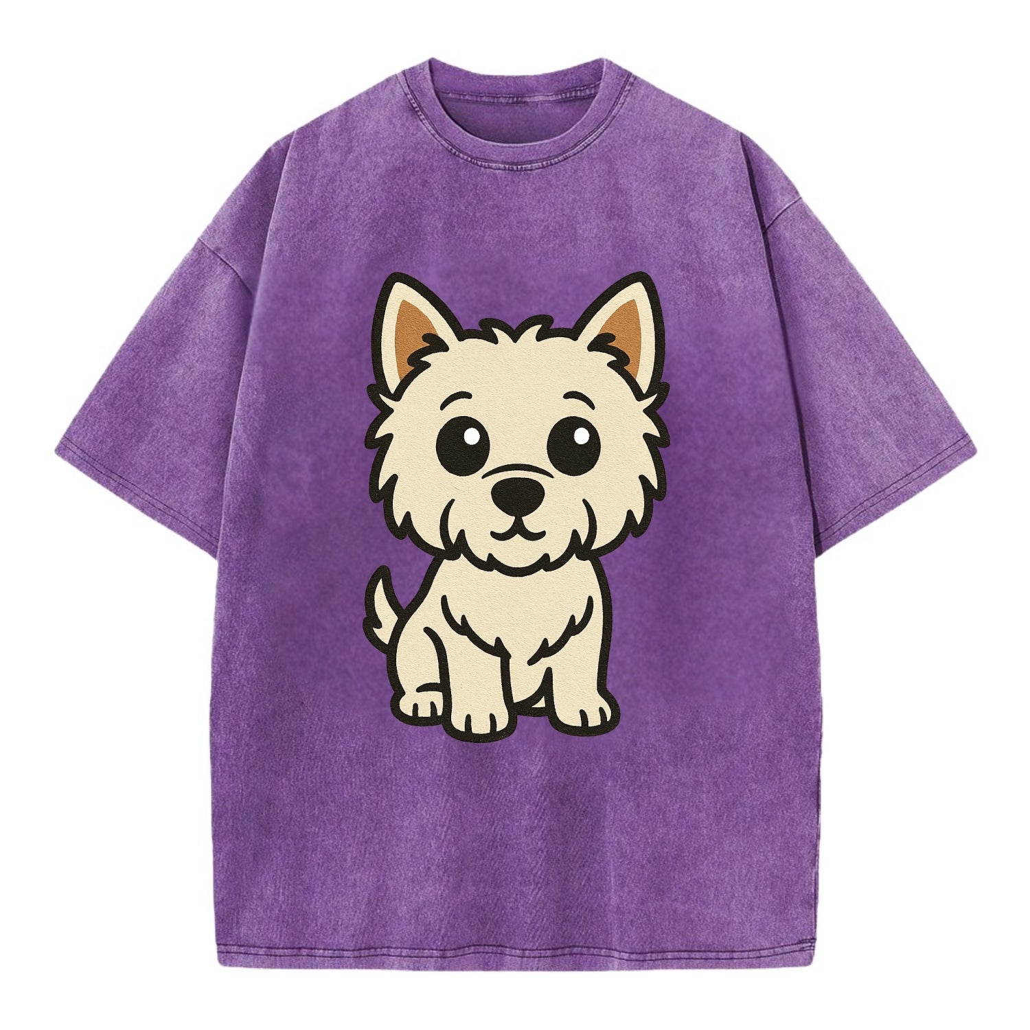 West Highland White Terrier - Alert standing pose - Vintage T-shirt - Purple