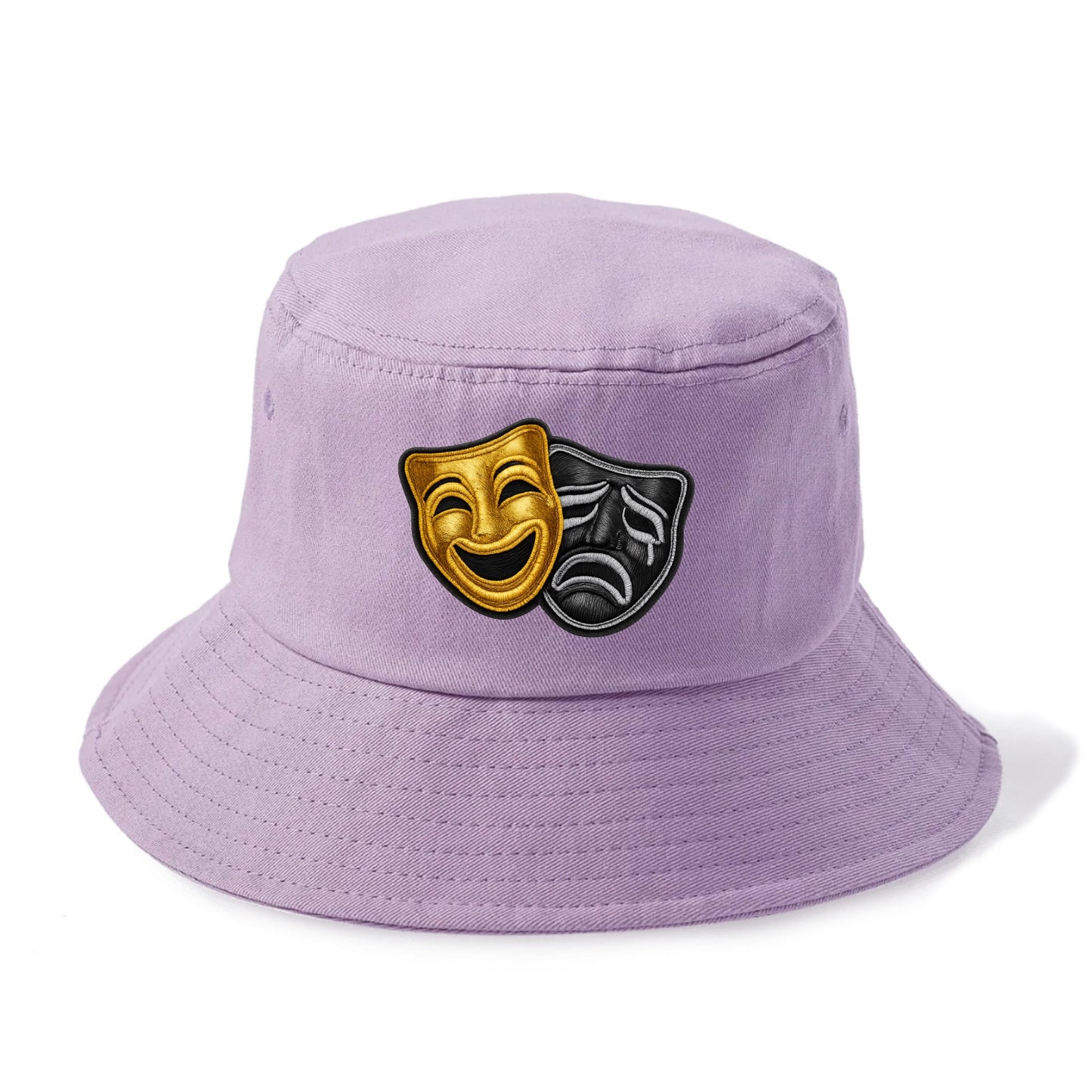 BROADWAY MASKS - comedy tragedy masks in gold and black , theater - Bucket Hat - Purple