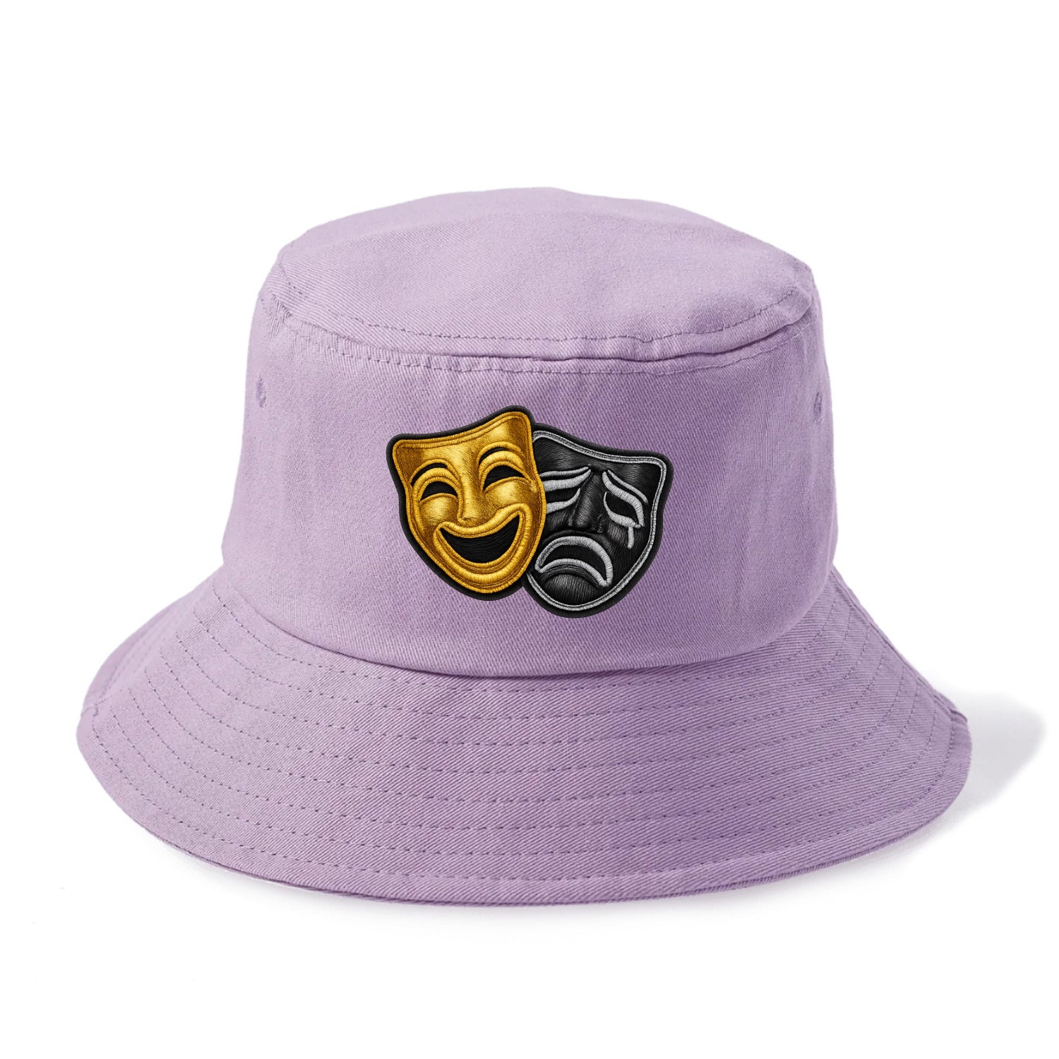 BROADWAY MASKS - comedy tragedy masks in gold and black , theater - Bucket Hat - Purple