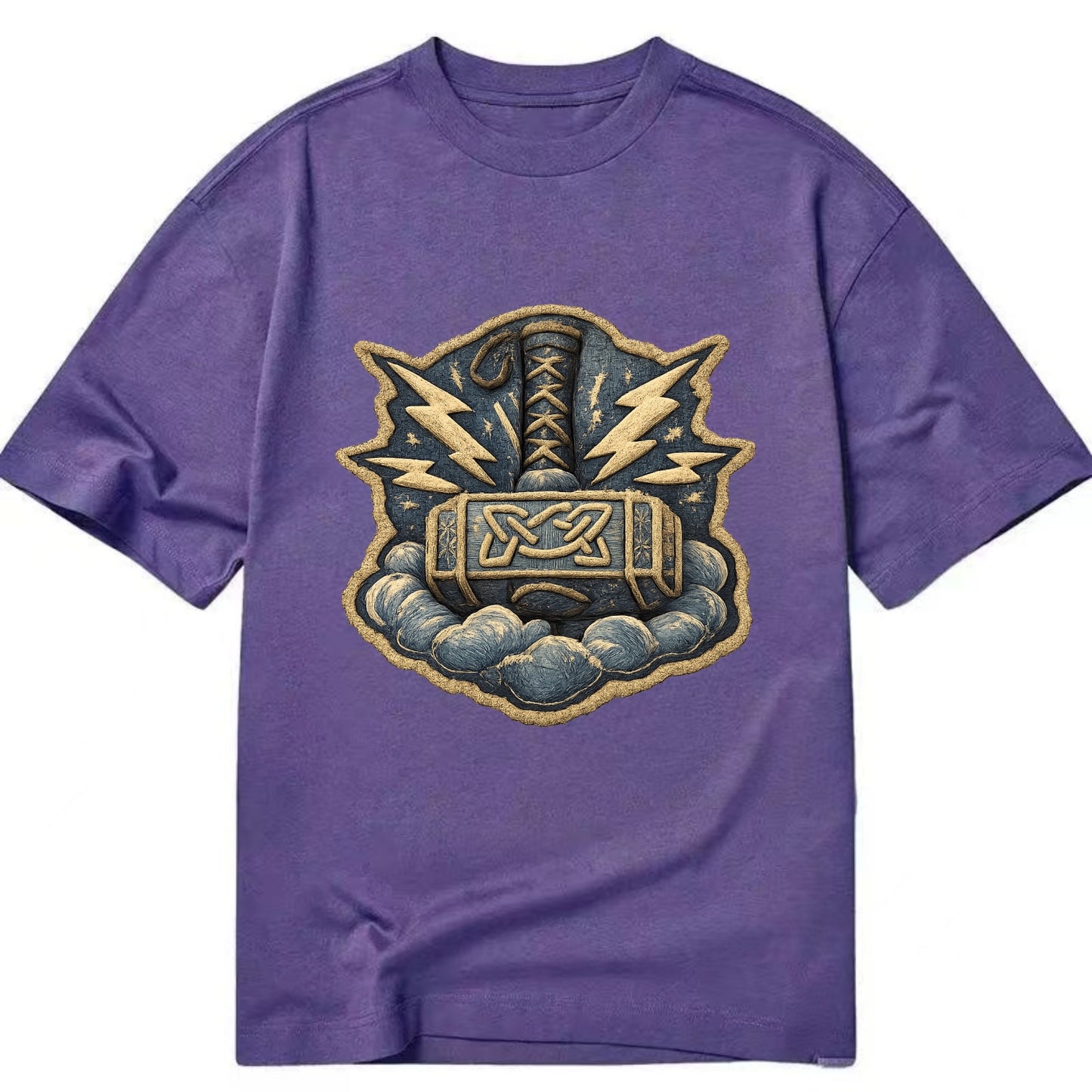 THOR HAMMER MJOLNIR - mighty hammer in silver and blue , thunder god - Classic T-shirt - Purple