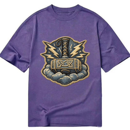 THOR HAMMER MJOLNIR - mighty hammer in silver and blue , thunder god - Classic T-shirt - Purple