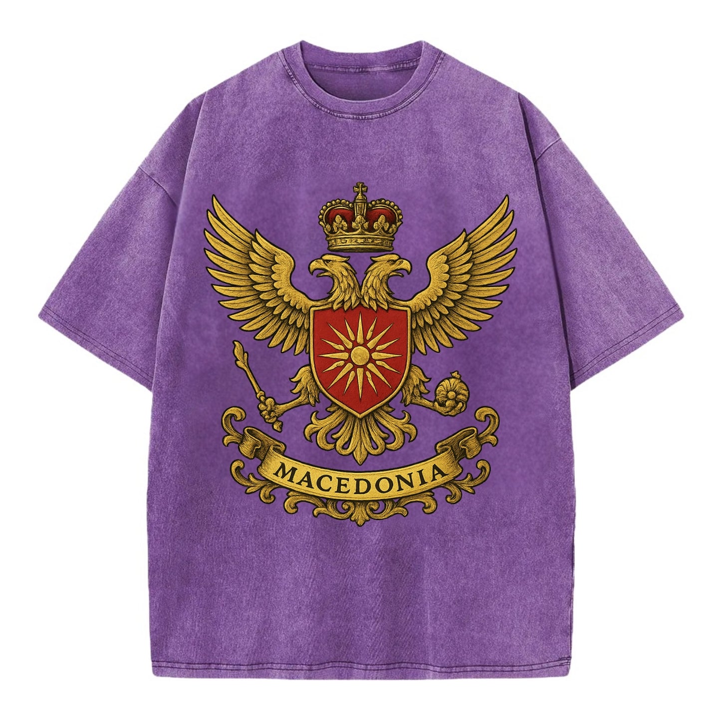 Macedonia Heritage Badge  - Vintage T-shirt - Purple
