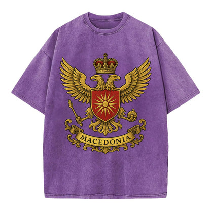 Macedonia Heritage Badge  - Vintage T-shirt - Purple