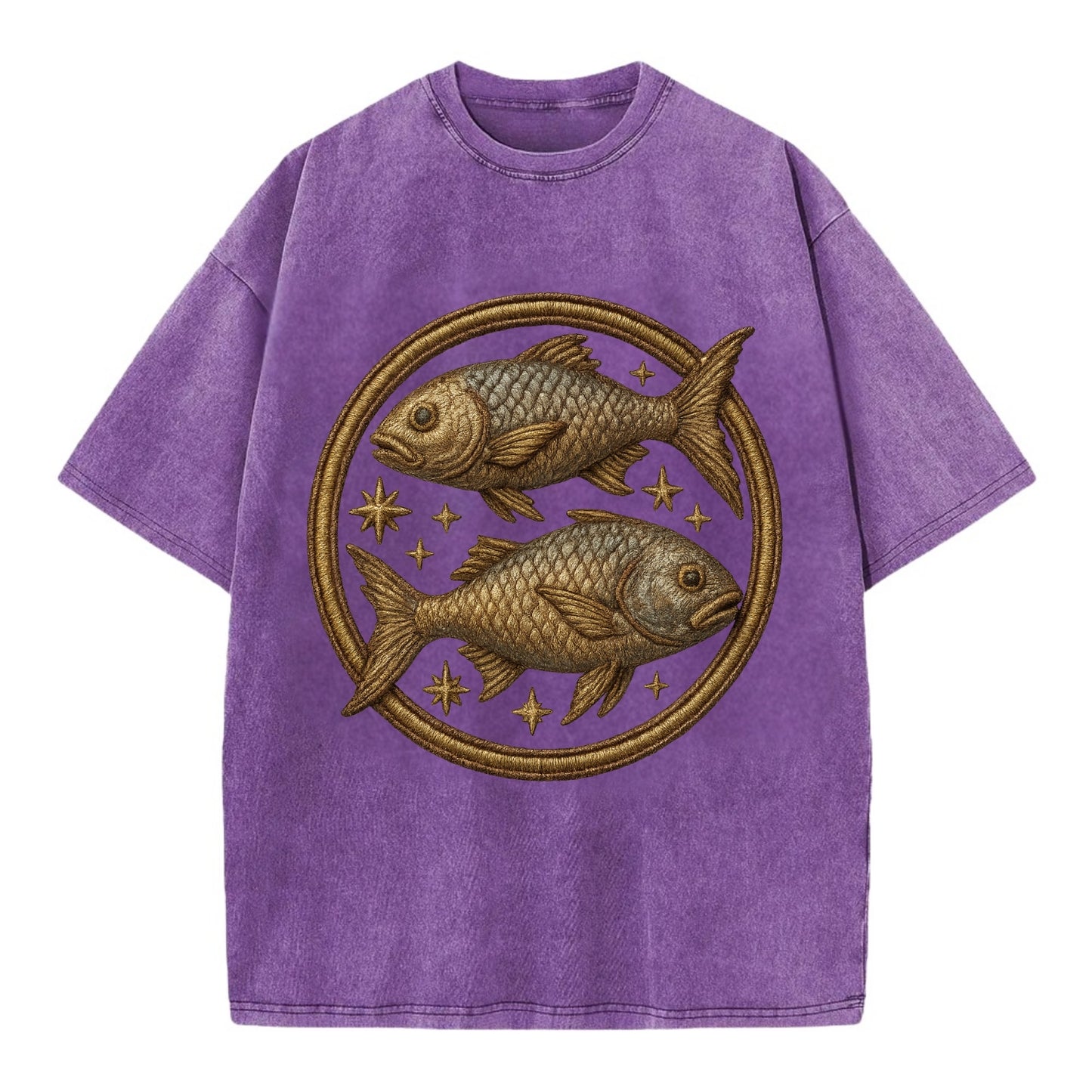 Pisces Fish  - Vintage T-shirt - Purple