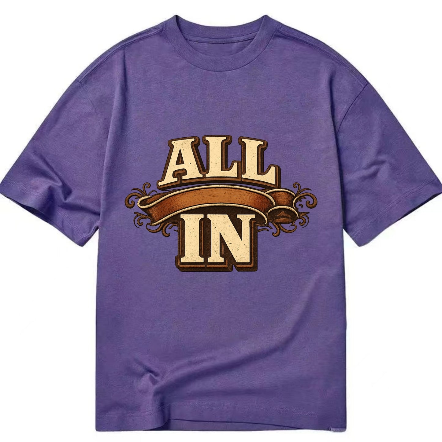 Bold typography design - "ALL IN" - complete commitment, no holding back - Classic T-shirt - Purple