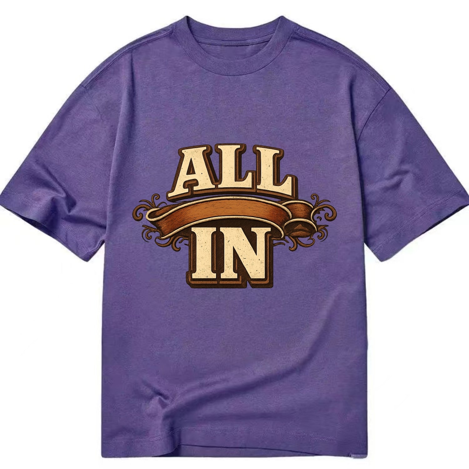 Bold typography design - "ALL IN" - complete commitment, no holding back - Classic T-shirt - Purple