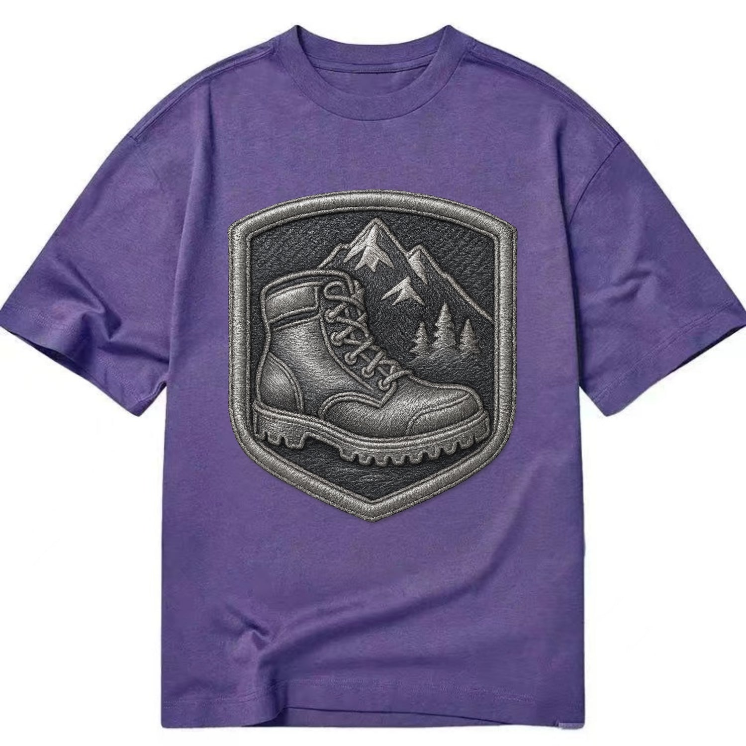 Hiking boots with mountain peak - hiker pride - Classic T-shirt - Purple