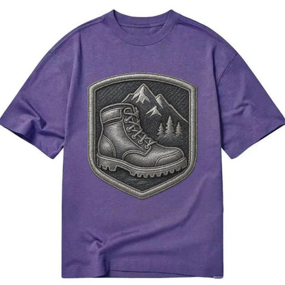 Hiking boots with mountain peak - hiker pride - Classic T-shirt - Purple