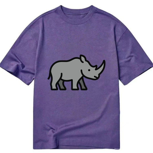 Rhinoceros - Gray with horn flat side profile - Classic T-shirt - Purple