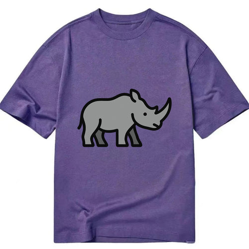 Rhinoceros - Gray with horn flat side profile - Classic T-shirt